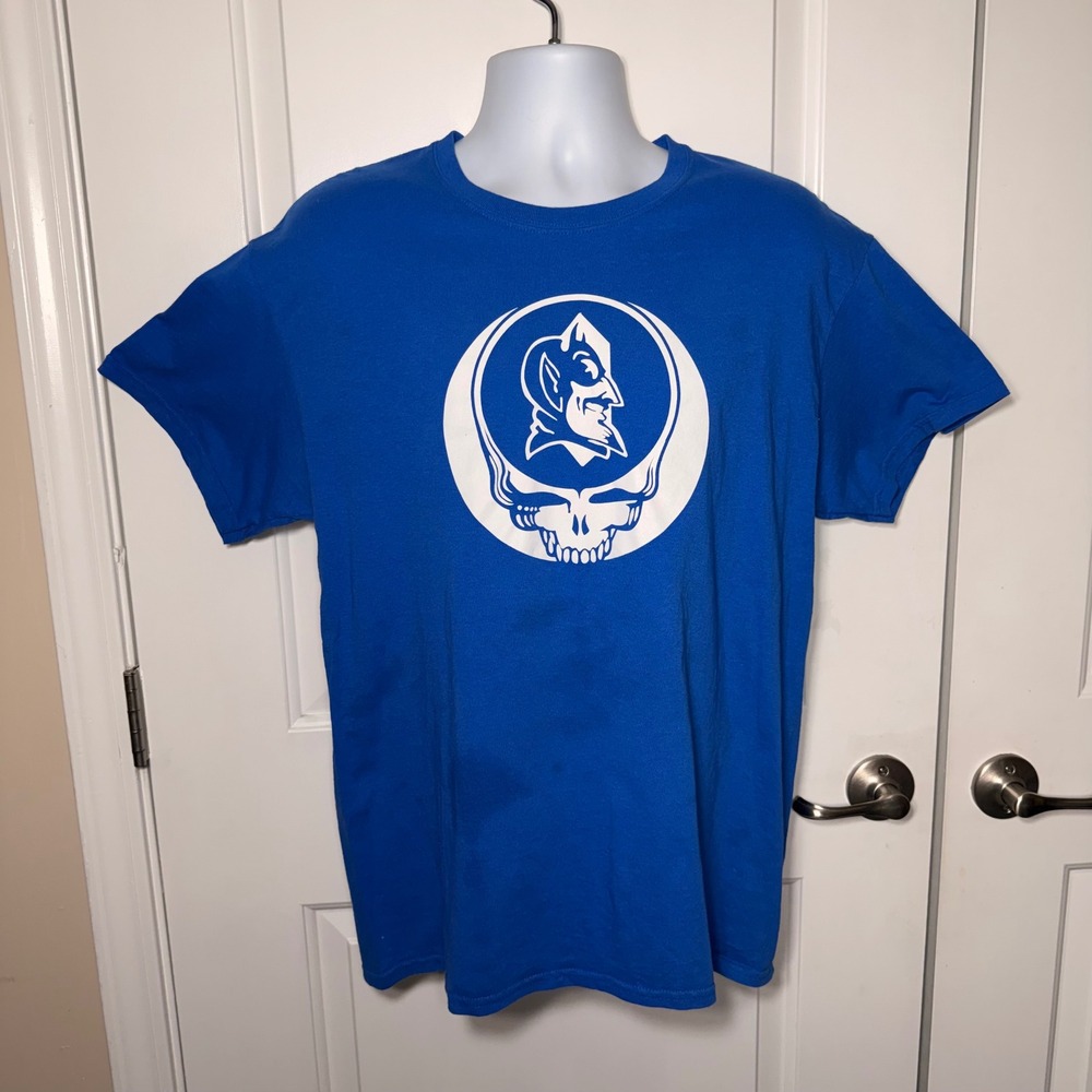 Duke Blue Devils Steal Your Face Inspired Graphic T-Shirt Gildan Blue Large